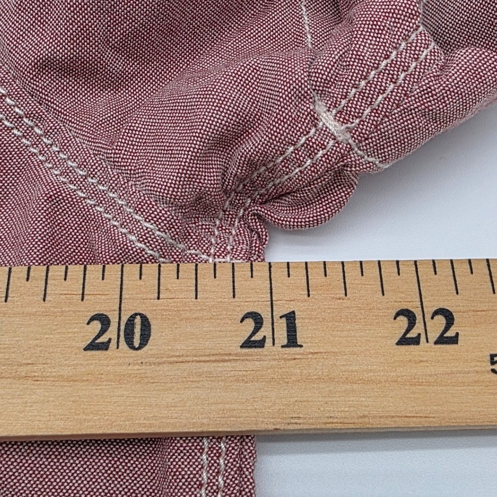 HIpster Button Down Shirt Mens Medium Red Short Sleeve Contrast Stitch Casual - Picture 4 of 5
